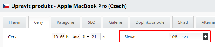 přiřazené produktové slevy