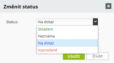změna skladového statusu