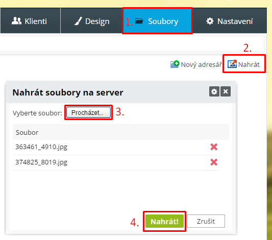 Přidávání souborů na server