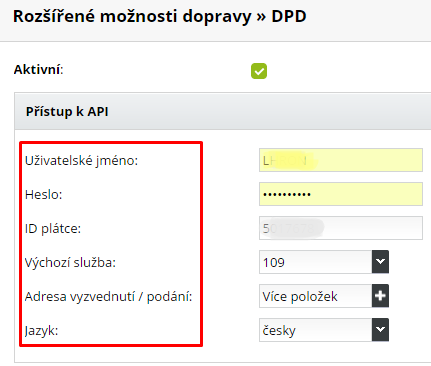 API prístup k DPD