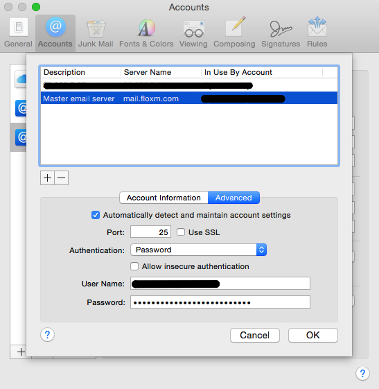 stahování e-mailů do Macbooku
