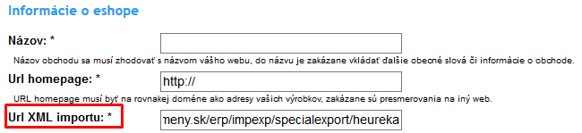 xml feed pro Heureku