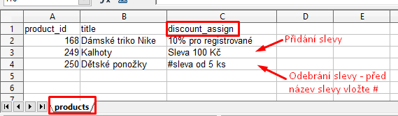 import produktových slev