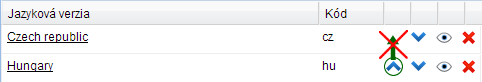 Hlavní jazykovou verzi nepřesunujte pomocí modrých šipek