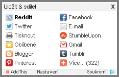 Propojení stránky na sociální sítě