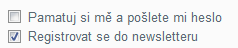 možnost registrace a odběru newslettru v objednávkovém formuláři