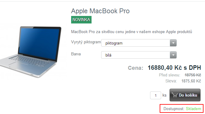 skladová dostupnost a její viditelnost u produktu v e-shopu