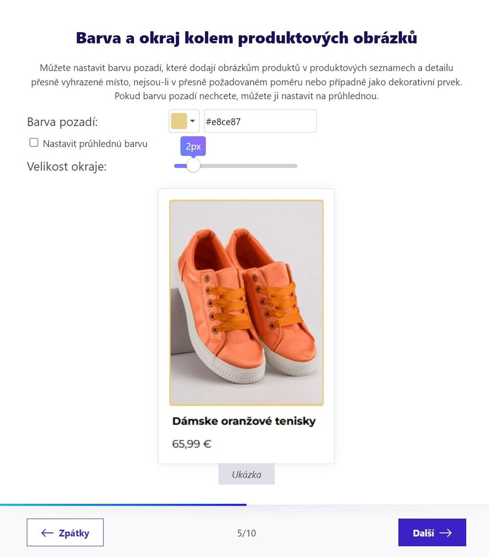 Barva a okraj produktových obrázků - eshop template Paris od ByznysWeb.cz