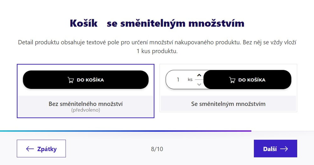 Košík se směnitelným množstvím - template konfigurator od ByznysWeb.cz