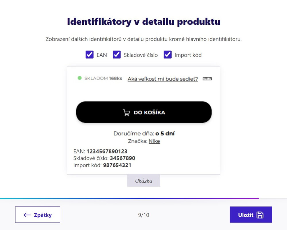 Možnost zobrazovat identifikátory v detailu produktu - template konfigurator od ByznysWeb.cz