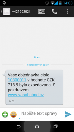 sms notifikace v mobilu