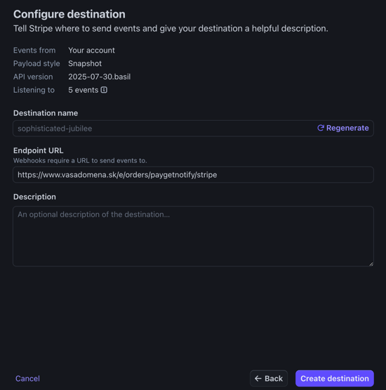 Stripe webhook endpoint - BiznisWeb