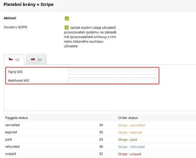 Implementace platební brány Stripe pro e-shop na platformě ByznysWeb.cz