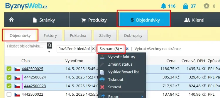 Hromadný tisk objednávek z e-shopu - ByznysWeb.cz