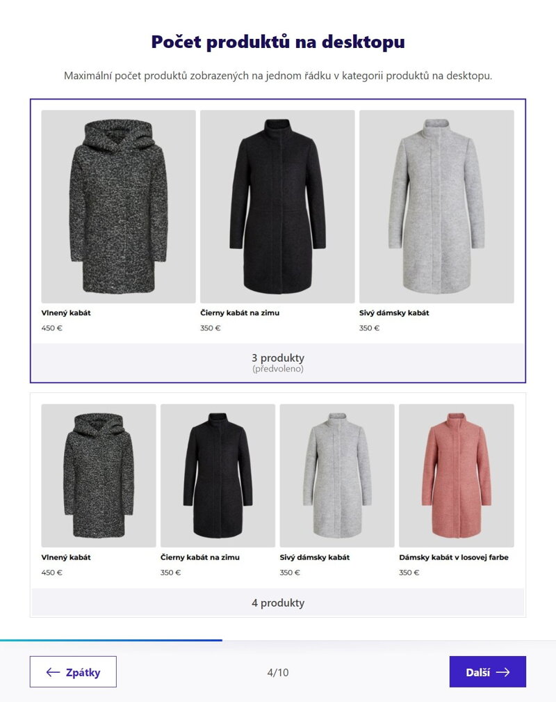 Ukázka zobrazení produktů v e-shopu - šablona Paris od ByznysWeb.cz