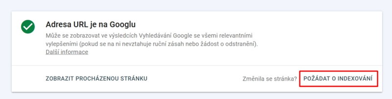 Požádat o indexování Google