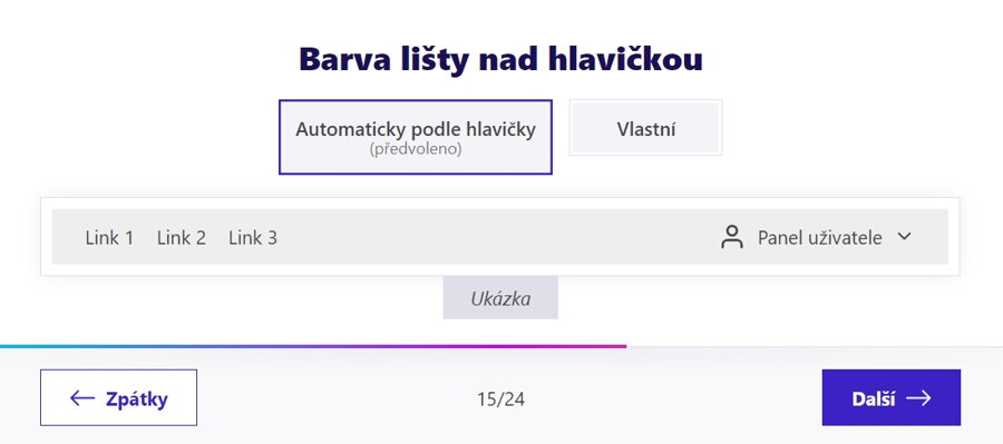 Barva lišty nad hlavičkou