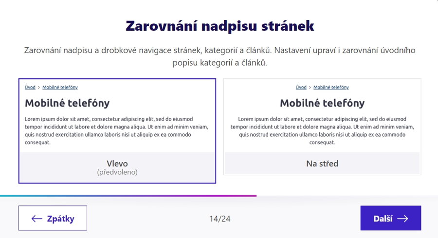 Zarovnání nadpisu stránek, drobkové navigace, platí i pro rozcestníky