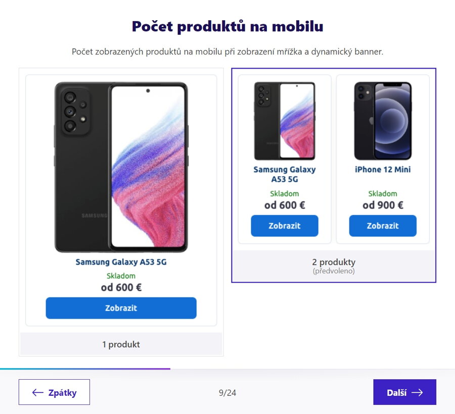 Počet produktů v zobrazení na mobilu v šabloně Verona |  ByznysWeb.cz