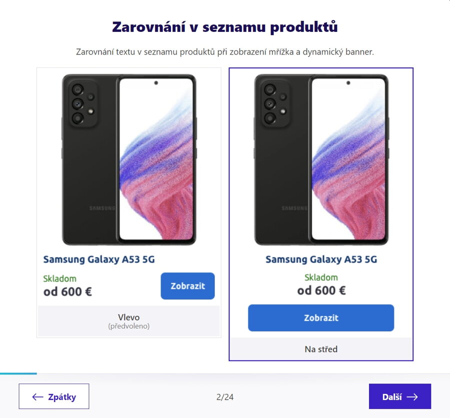 Zarovnání v seznamu produktů - jak přizpůsobit vzhled e-shopu