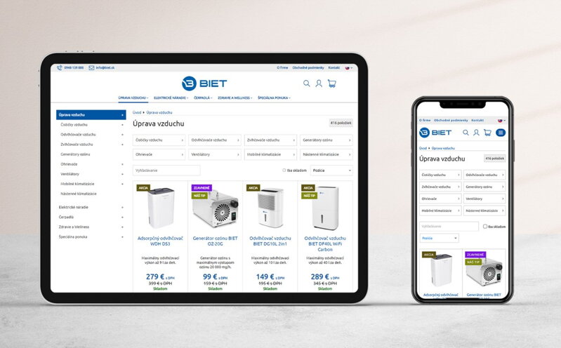 Eshop na míru a vlastní eshop šablony umíme udělat i pro katalog produktů na ByznysWeb.cz