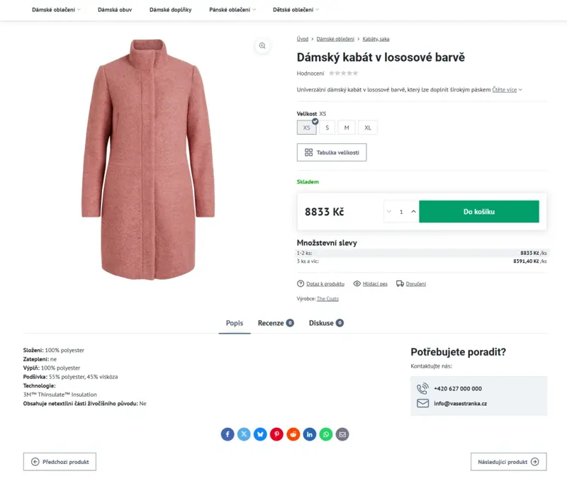 Produktová stránka bez bočního sloupce