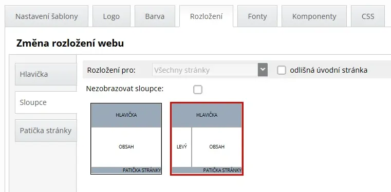 Využití bočních sloupců