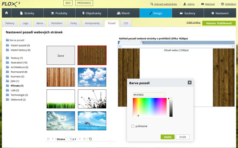 Pozadí jako součást designu e-shopu