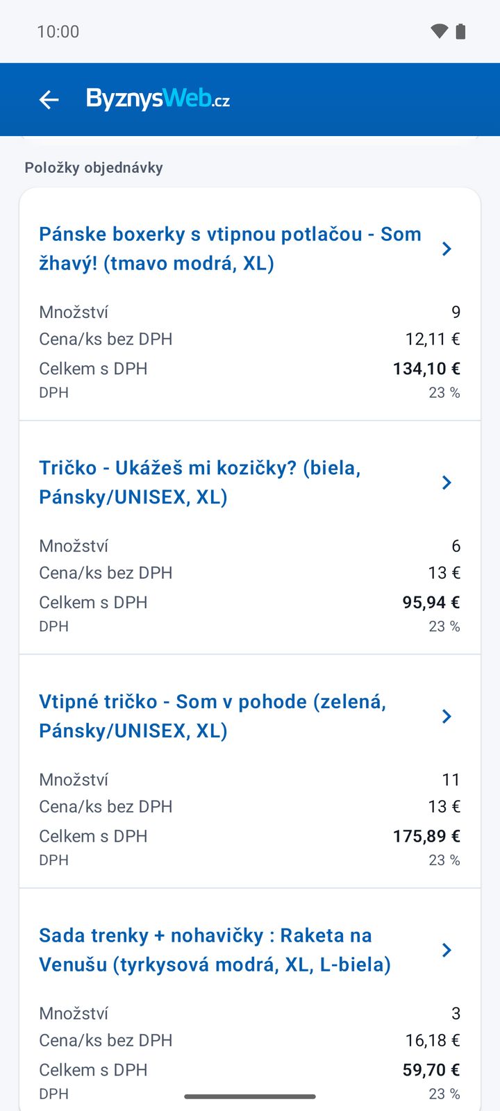 Položky objednávky