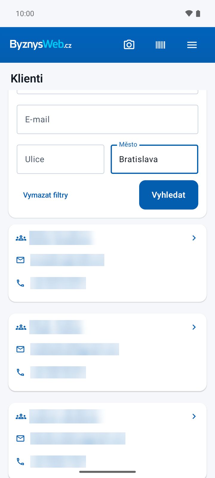 Vyhledávání klientů